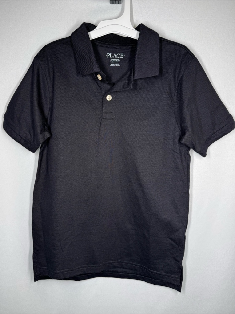 💜3/$15 NWT The Children's Place Boys Short Sleeve Pique Polo Black Size M (7/8)